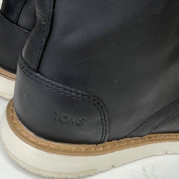 TOMS Black Leather Hillside Boot Gorpcore Minimalist Ankle Sz 9M main image 4